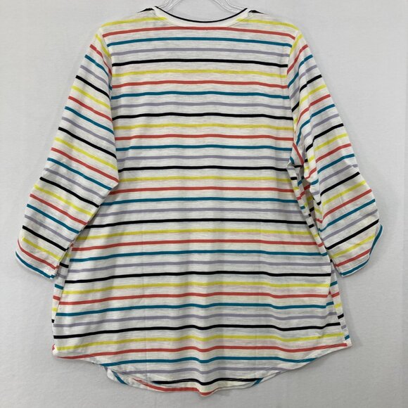 New Lane Bryant Top size 18/20 Colorful Striped Stretch Knit Comfy Pullover - Picture 7 of 8
